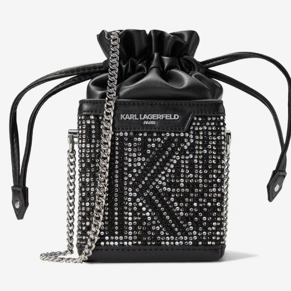 🖤▪️Karl Lagerfeld▪️Ikon Small Crossbody Black PVC w/ Crystals Limited Edition - Picture 7 of 7